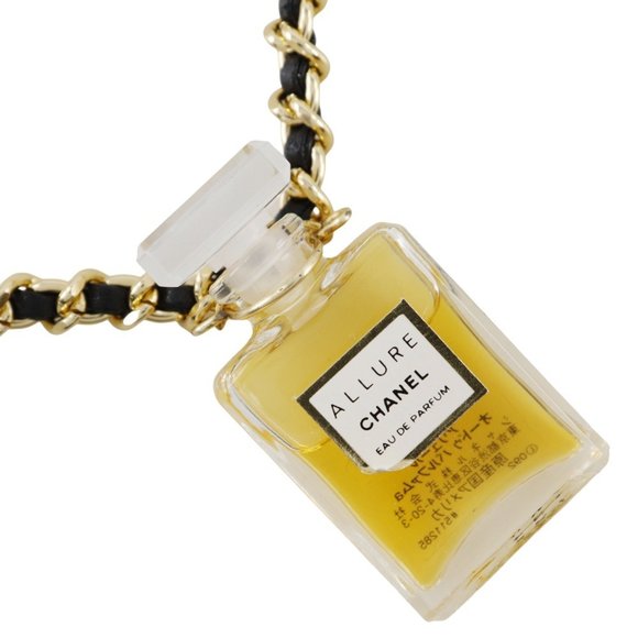 CHANEL Perfume Bottle Necklace Allure Gold Plated x Leather Approx. 32.2g Women' - Picture 1 of 9